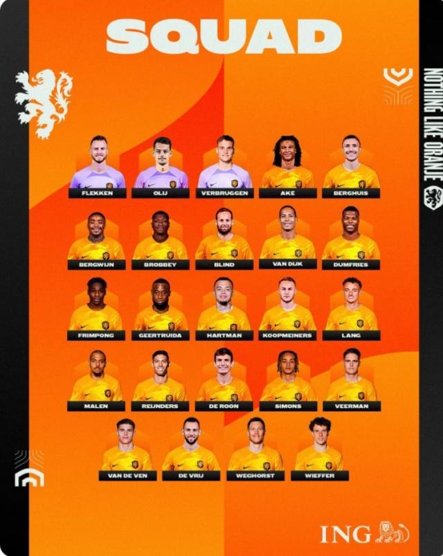 APP下载-荷兰队新一期大名单：范戴克邓弗里斯领衔防线